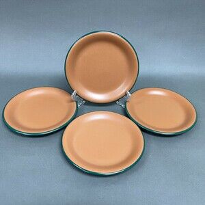 Brown Green Trim Salad Plates Mexico? 7 3/4" Lot of 4